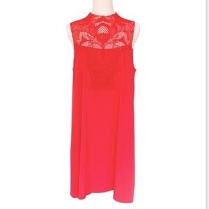 Chelsea28 Coral Lace Yoke Sleeveless Dress size L